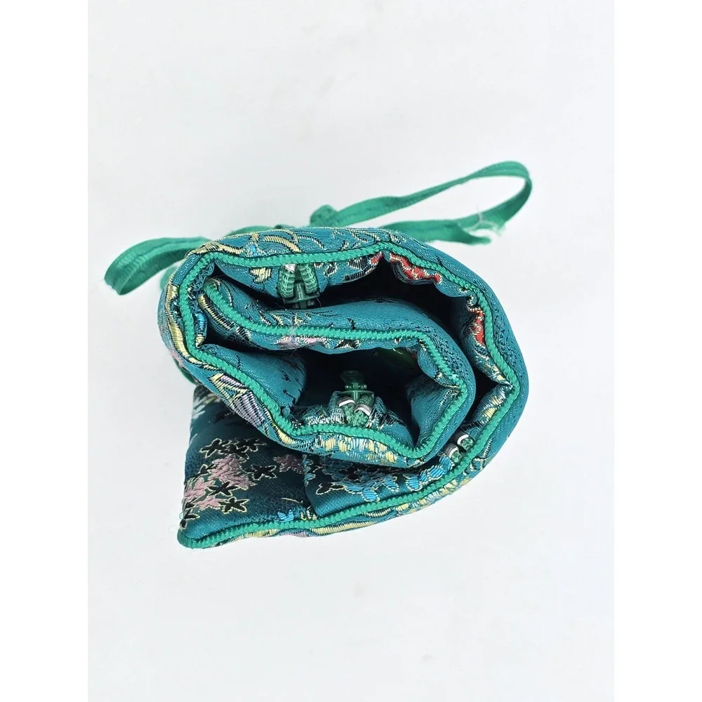 VTG Turquoise Travel Jewelry Organizer Roll‎ Foldable Jewelry Storage Holder